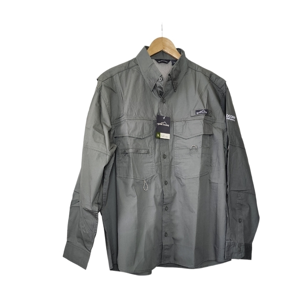 Eddie Bauer Long Sleeve Fishing Olive Green Men's  Shirt  Size L NWT